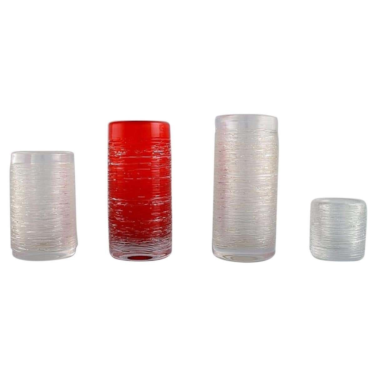 Bengt Edenfalk For Skruf, Four Vases In Mouth Blown Crystal Glass