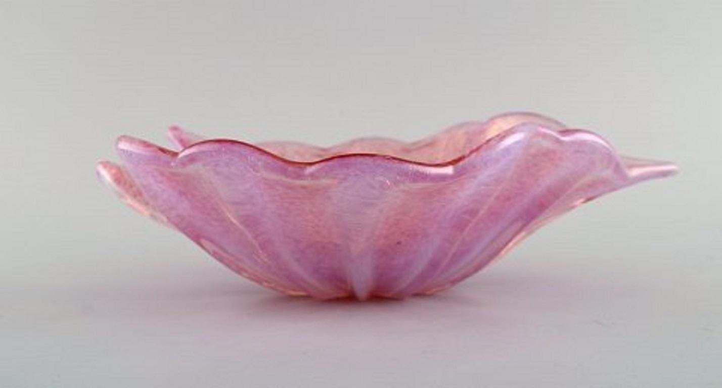 Barovier And Toso, Venice, Large Leaf Shaped Bowl In Pink Mouth Blown Art Glass photo 362.0