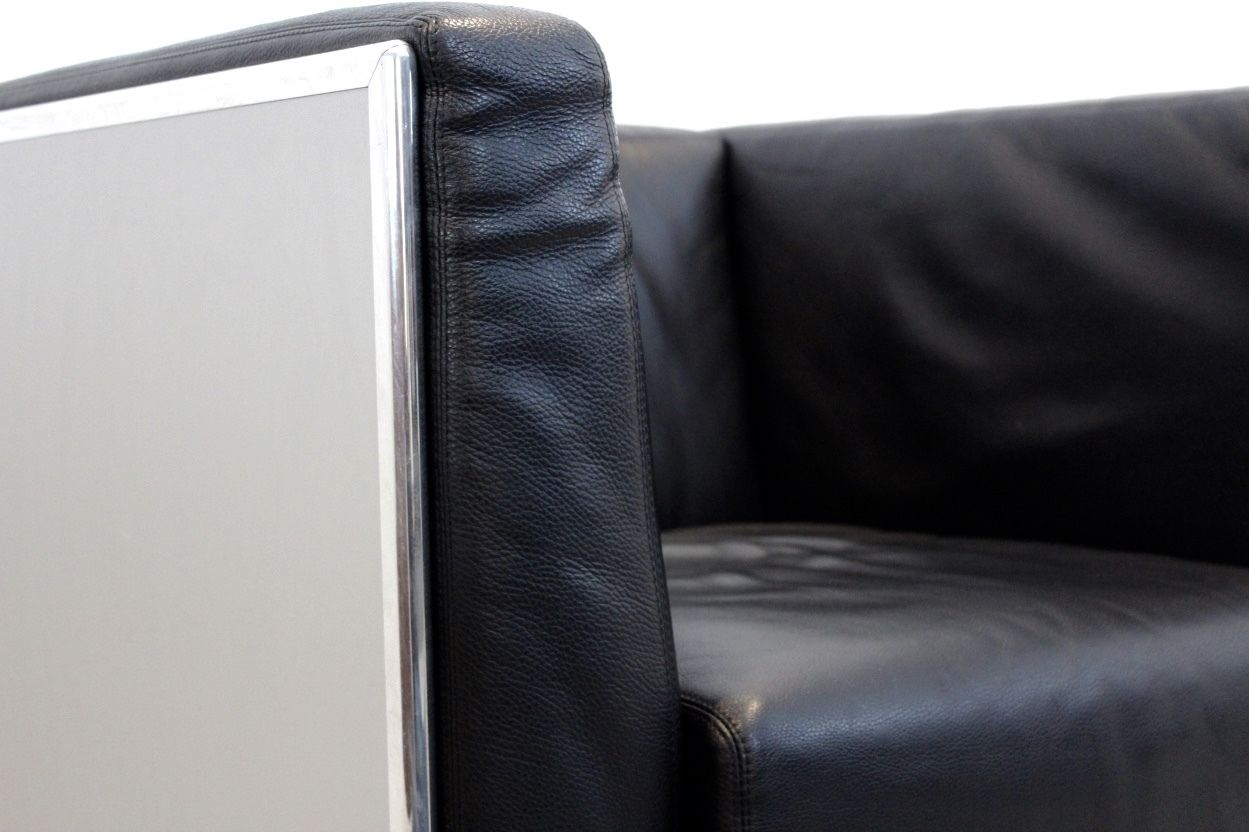 Leather & Aluminium Armchairs By Kunihide Oshinomi For Matteo Grassi, Set Of 2 photo for sale