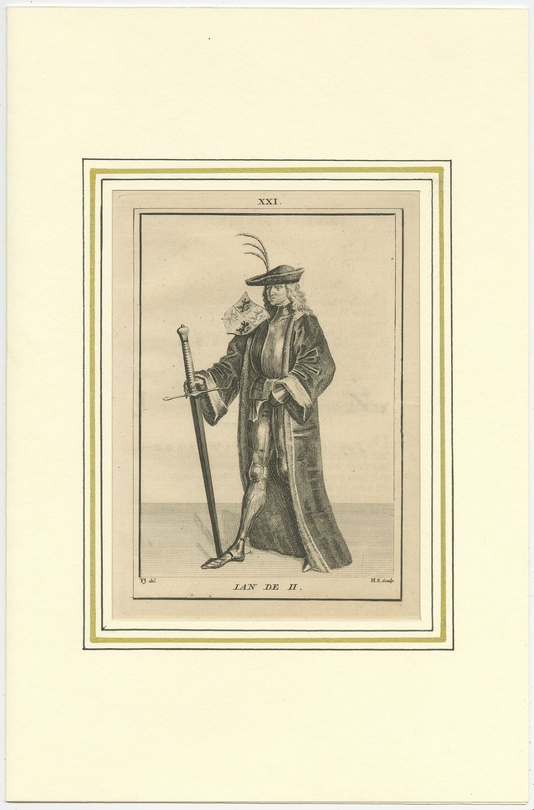 Antique Print Of Jan II Of Holland By Langendijk (1745)