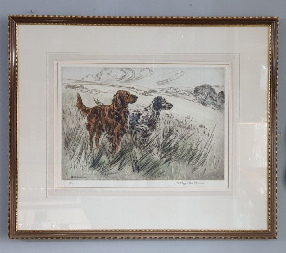 Henry Wilkinson Pair Of Dogs Signed Limited Edition Lithograph 14/100
