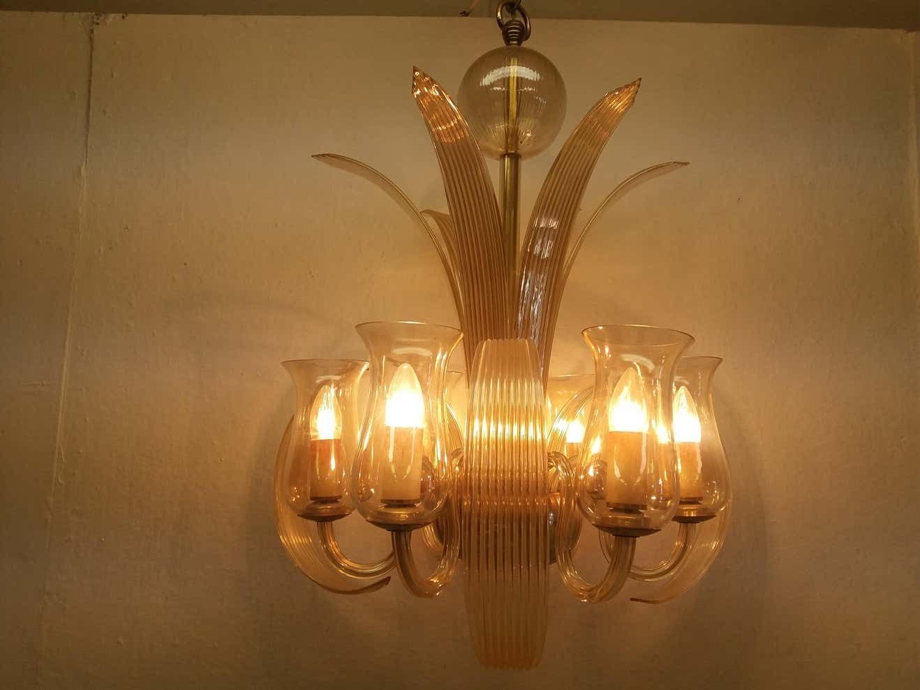 Art Deco All Glass Chandelier, 1930s photo vinterior