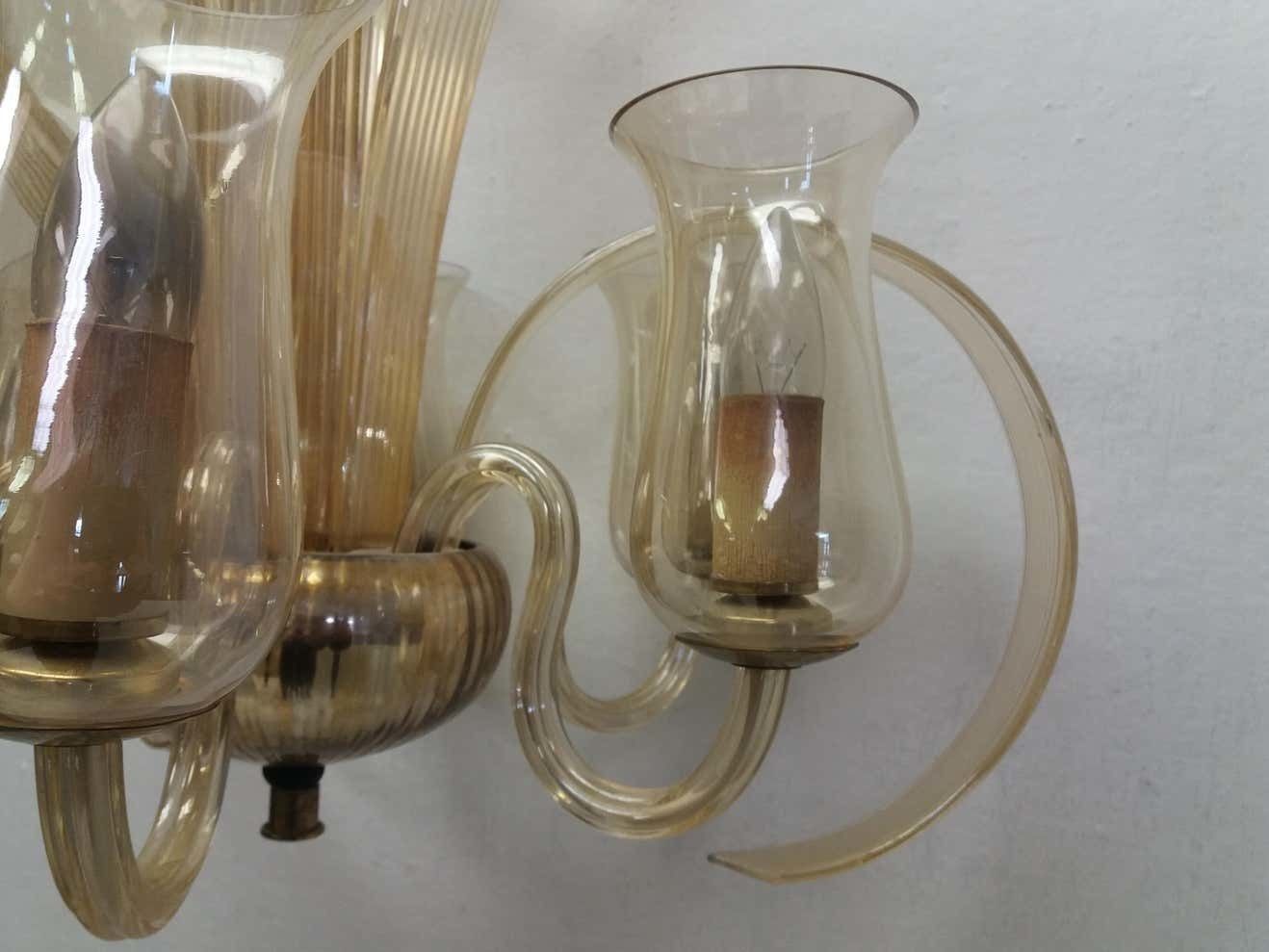 Lighting Art Deco All Glass Chandelier, 1930s photo
