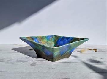 Flaxman Ware Att., 'Wisteria By Monet' Impressionist Palette Art Deco Diamond Planter Dish, 1930s photo 83.0
