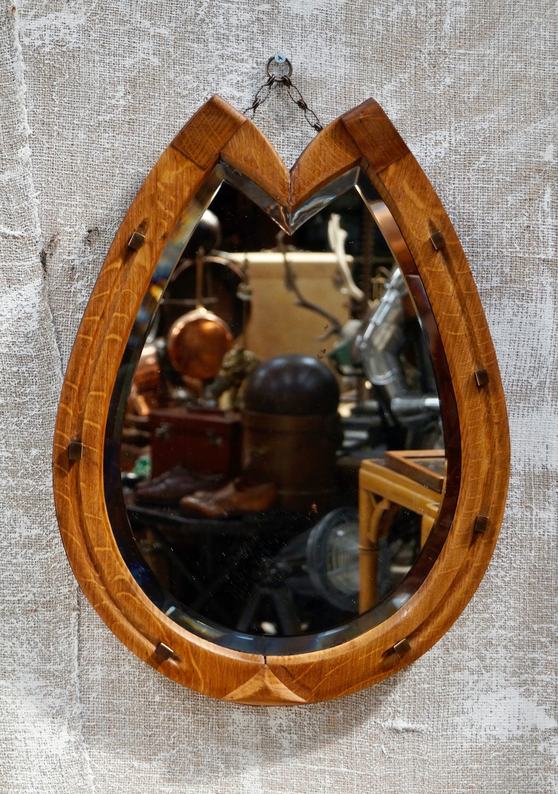 photo furniture Antique Oak Horseshoe Wall Mirror