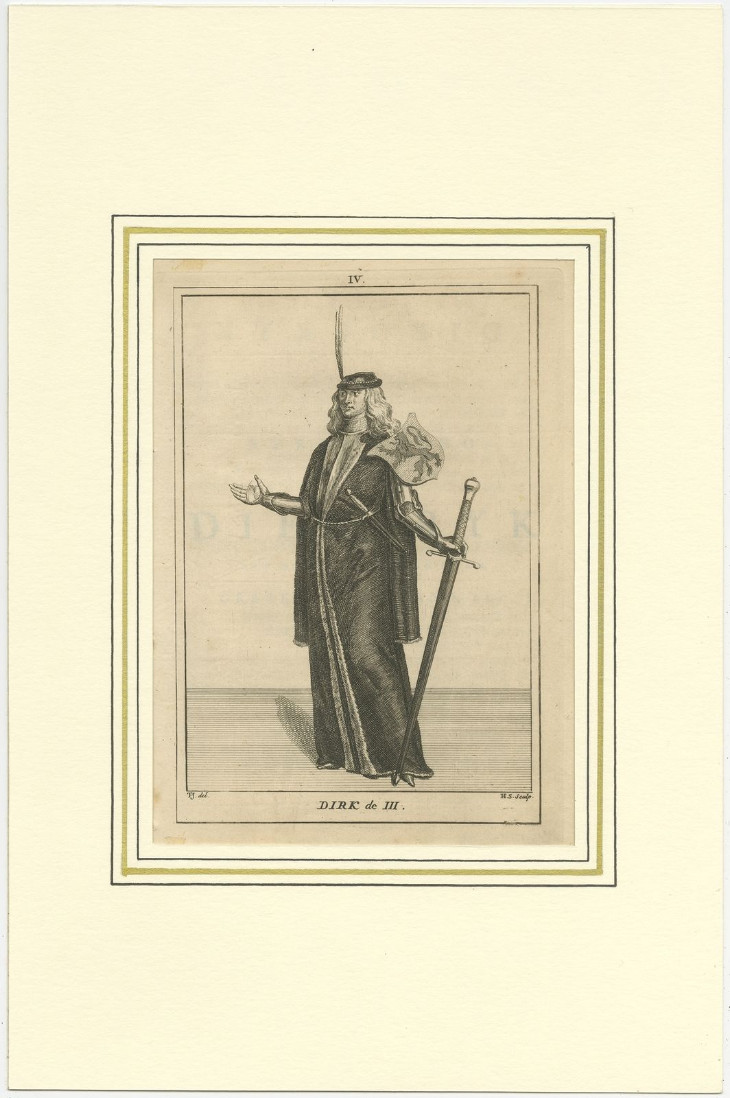 Antique Print Of Dirk III Of Holland By Langendijk (1745)