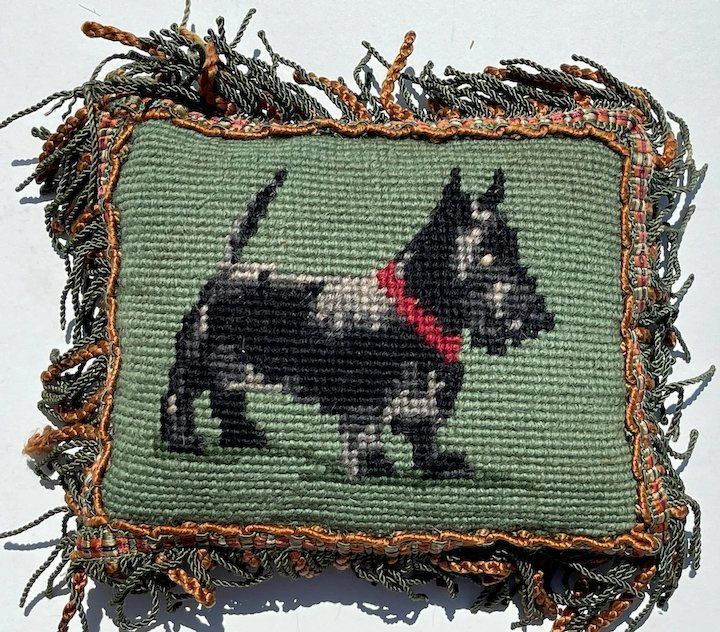 Antique Needle Point Pin Cushion Irish Terrier photo furniture