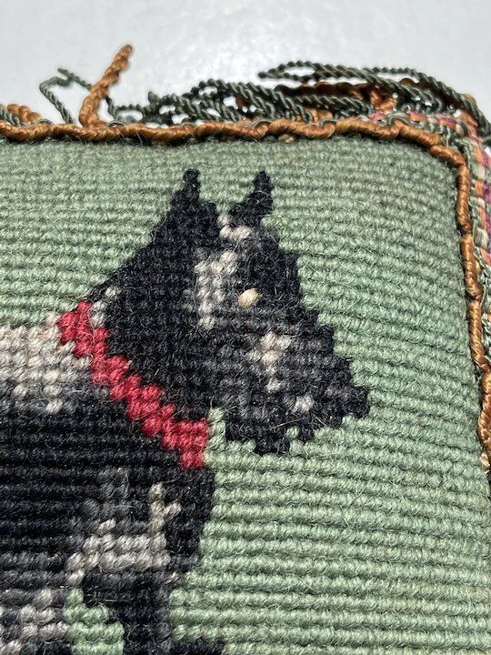 Antique Needle Point Pin Cushion Irish Terrier photo Textiles