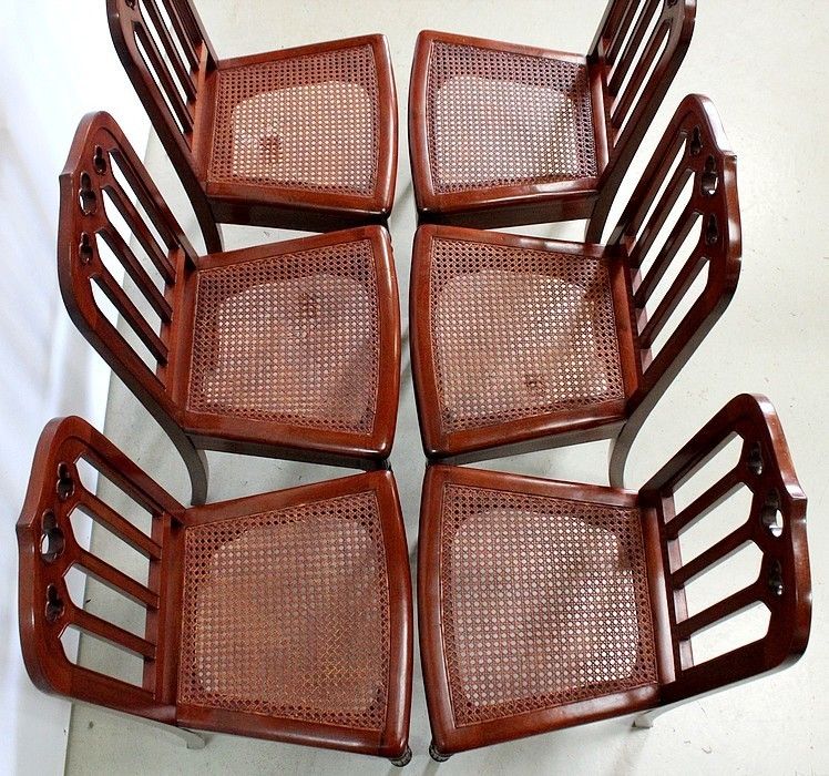 5098.5 Rare Suite Of 6 Mahogany Chairs, Restoration Period, Early 19th Century photo