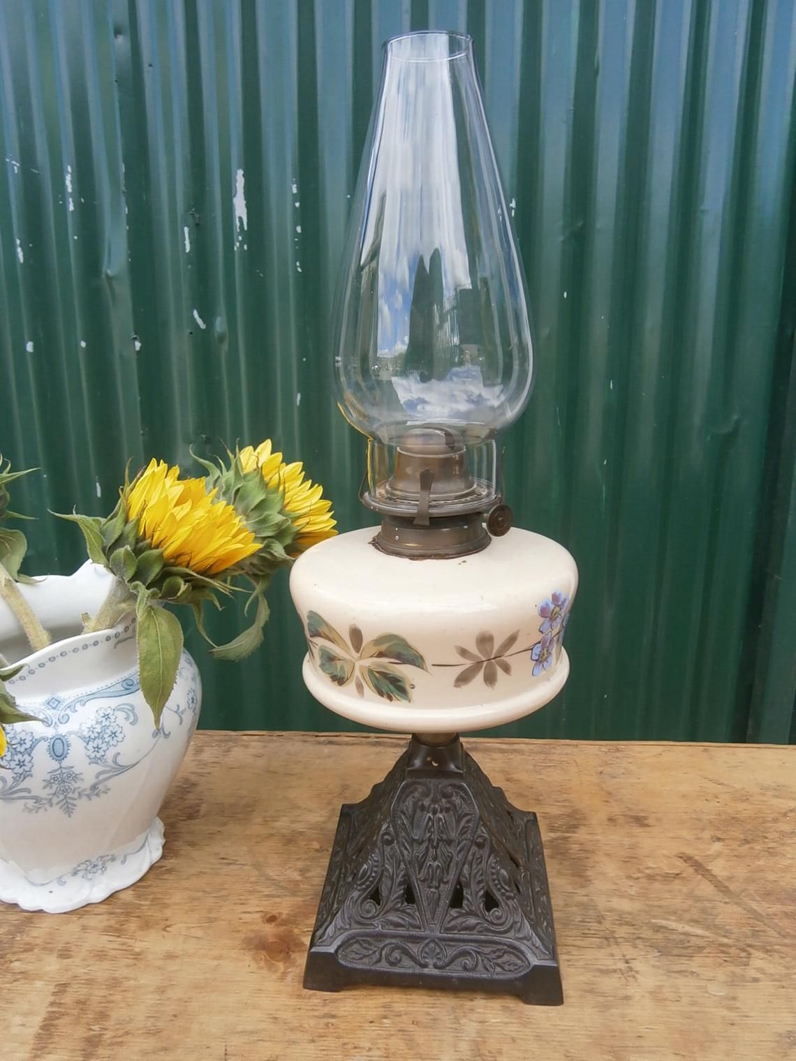 Falks Oil Lamp, 1900s, Glass photo furniture