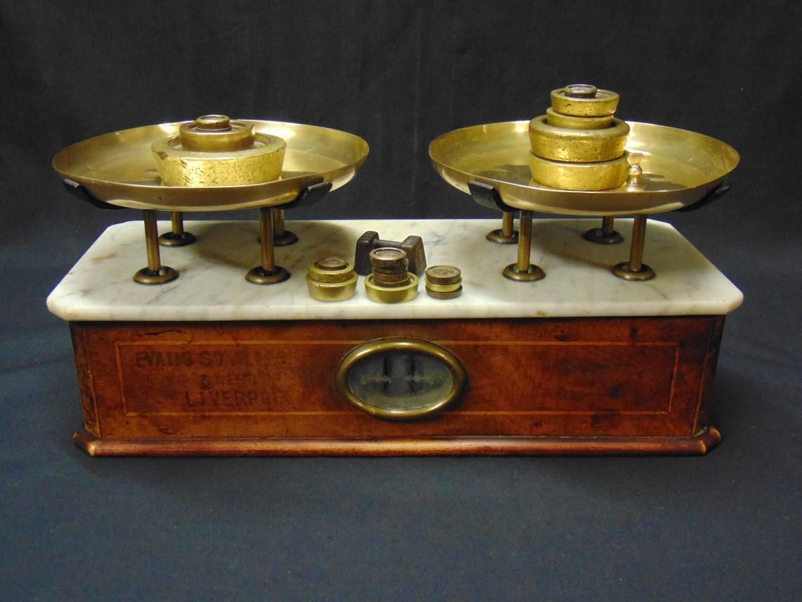 Early 20thc Shop/Pharmacy Counter Scales And Weights