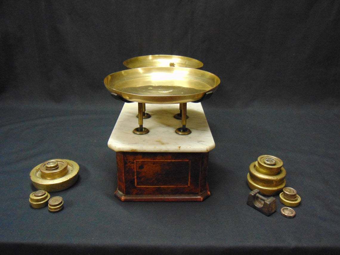 Early 20thc Shop/Pharmacy Counter Scales And Weights photo Home Decor