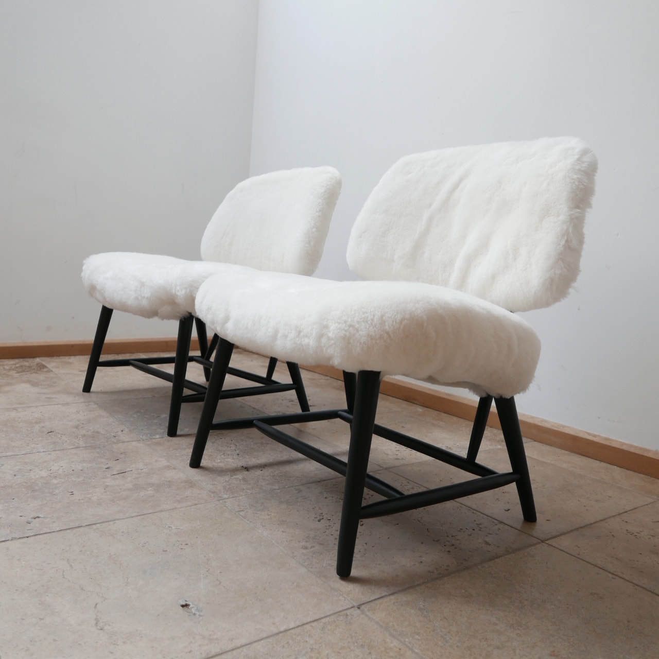 Pair Of Alf Svensson 'Teve' Sheepskin Shearling Lounge Chairs photo furniture
