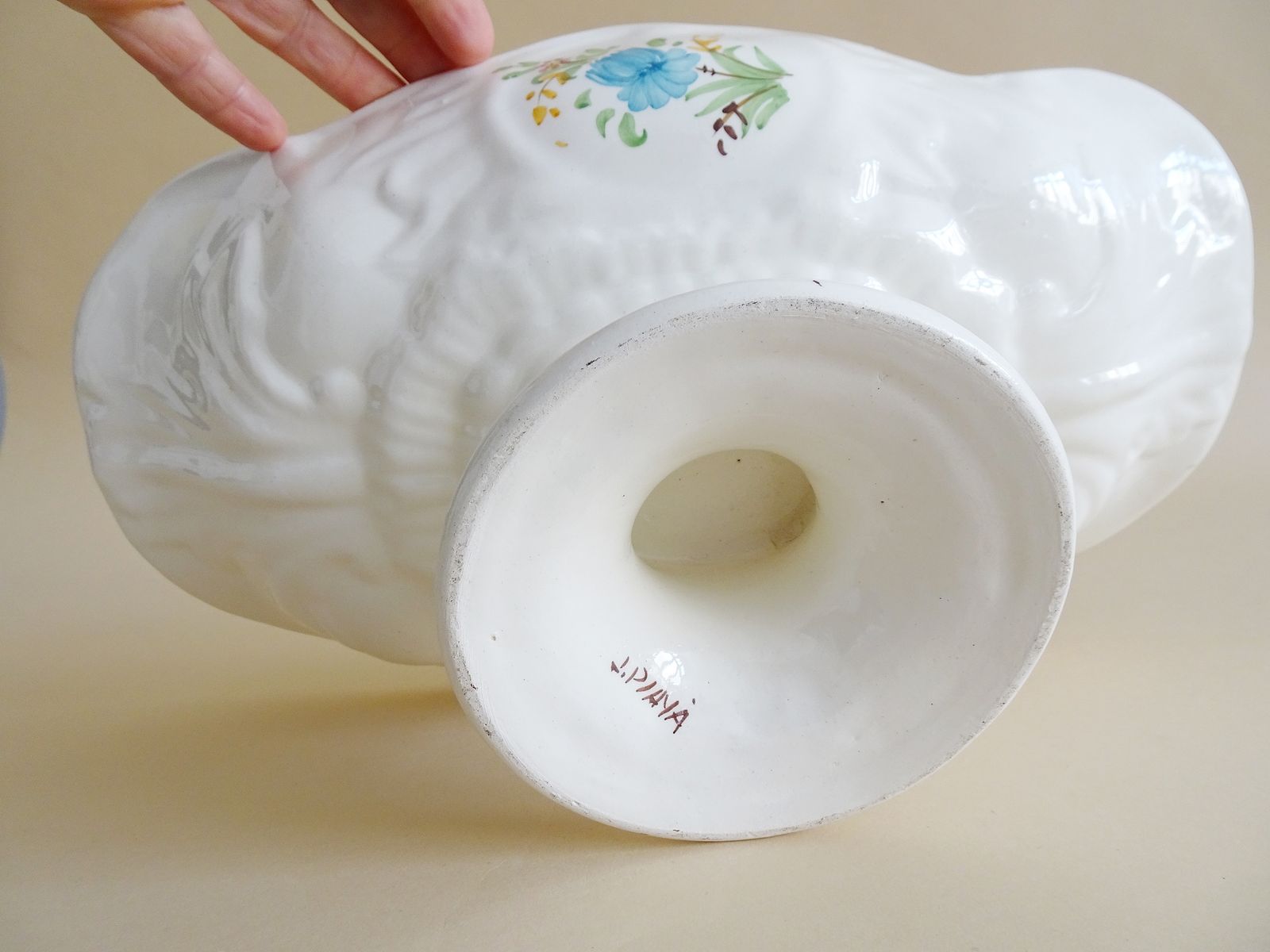 Spanish J. Playà Ceramic Bowl Centerpiece Hand Painted photo furniture