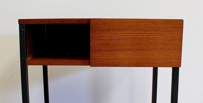 1668.6 Pair Of Teak Bedside Tables Or Ends Of Sofa, Minvielle Taste, 1960s photo