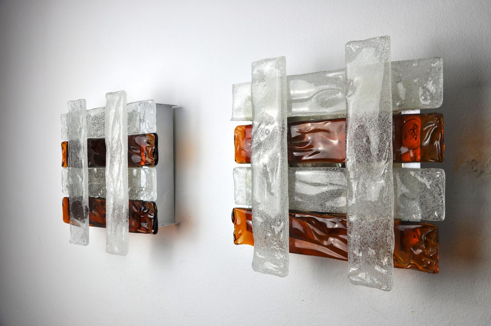 Pair Of Poliarte Wall Lights By Albano Poli 1970 Murano Italy photo buy