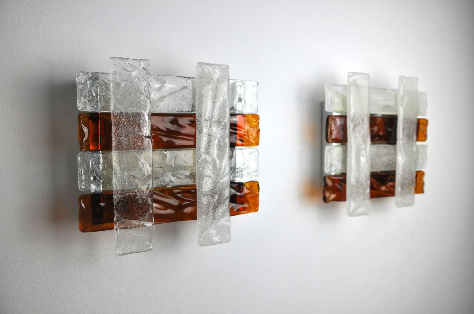 Pair Of Poliarte Wall Lights By Albano Poli 1970 Murano Italy photo vintage