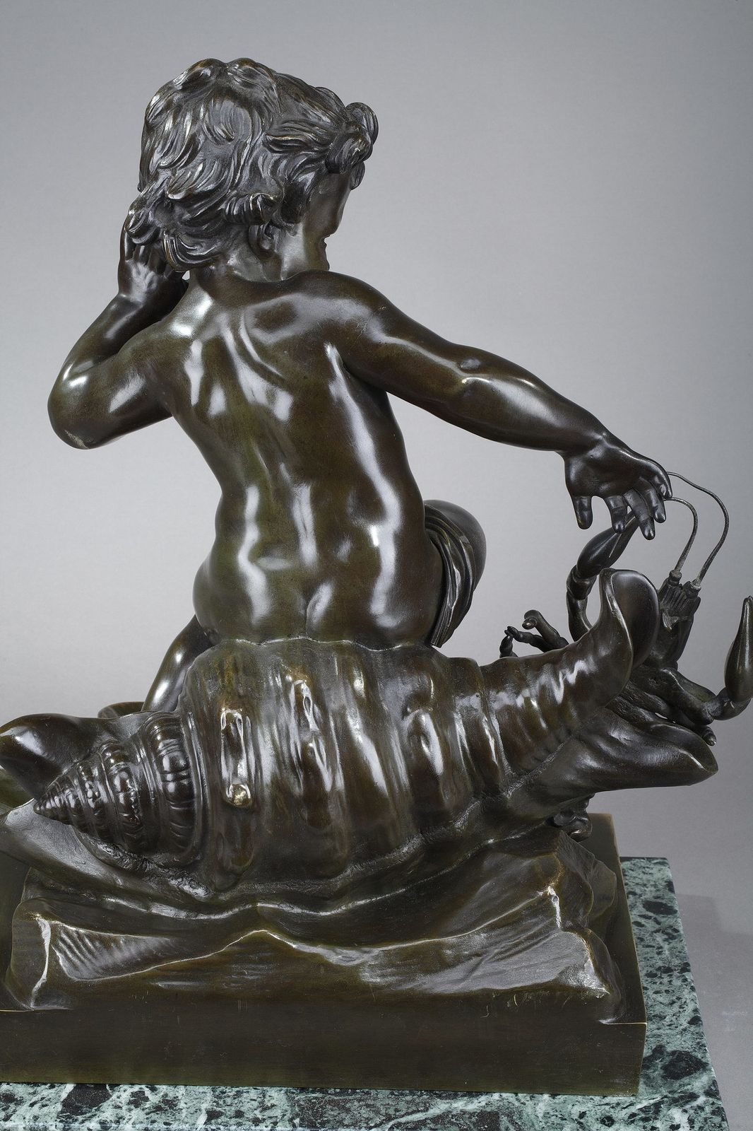 4371.0 Sculpture en bronze « Child Pinched By A Crayfish », d'après Jean Baptiste Pigalle, XIXe siècle photo