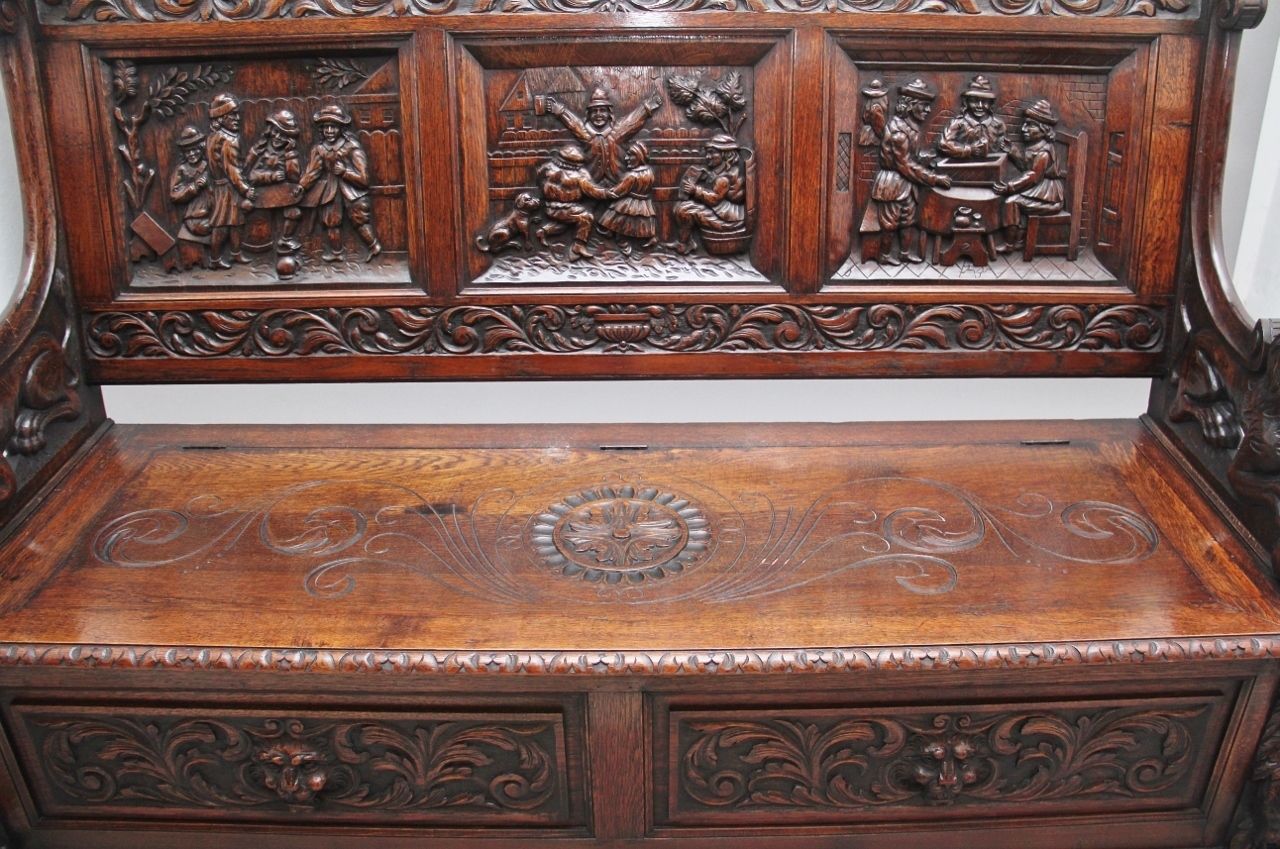 Superb Quality 19th Century Oak Box Settle photo vinterior