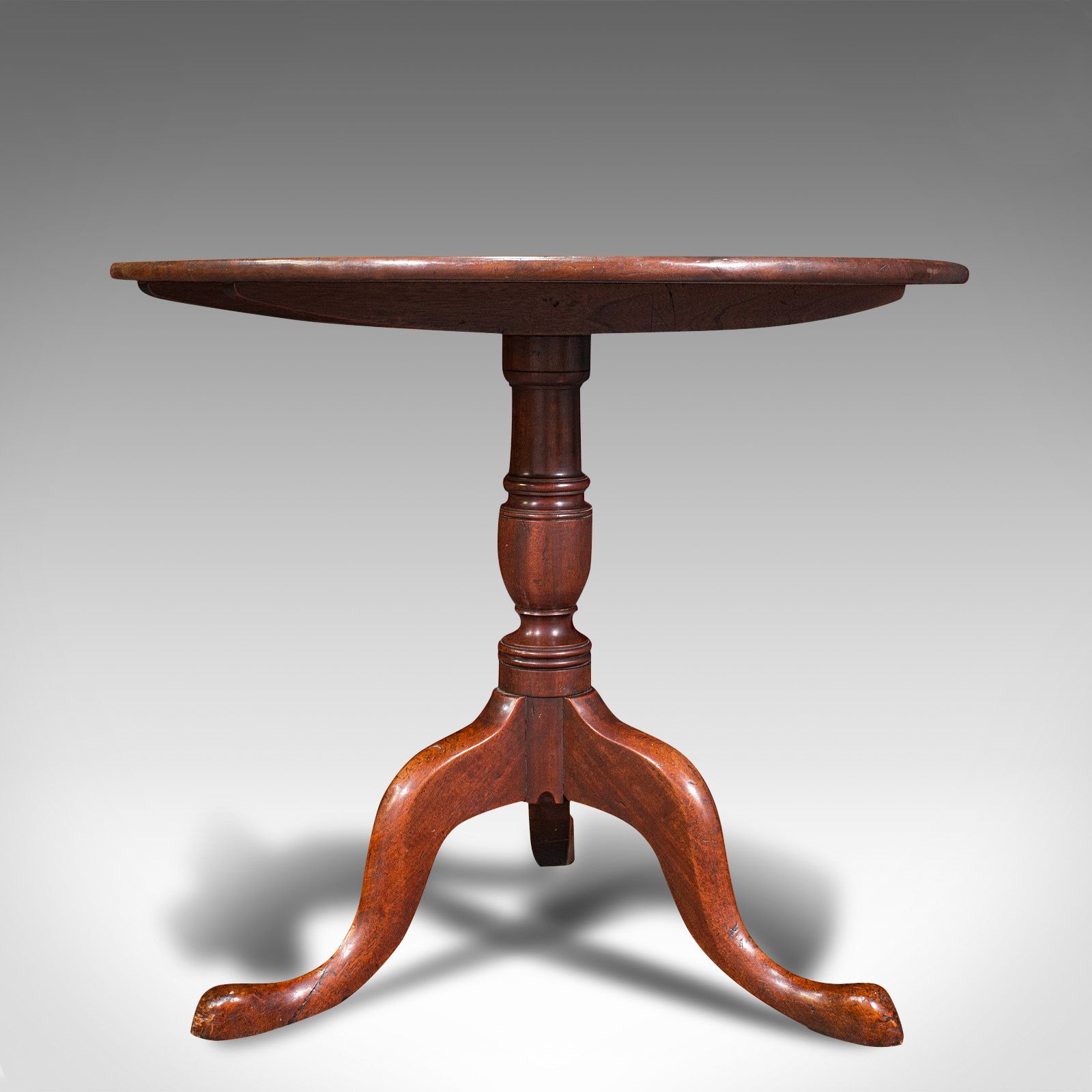 Antique Tilt Top Table, English, Mahogany, Lamp, Wine, Side, C.1770