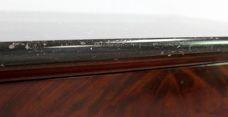 Furniture Small Console In Burl Mahogany Veneer From Cuba, Restoration Period Early 19th Century photo