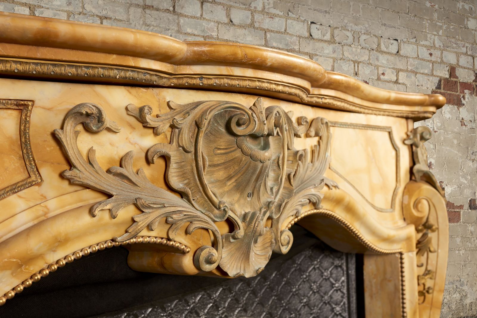 A Stunning French Sienna Marble Surround With Ormolu photo furniture