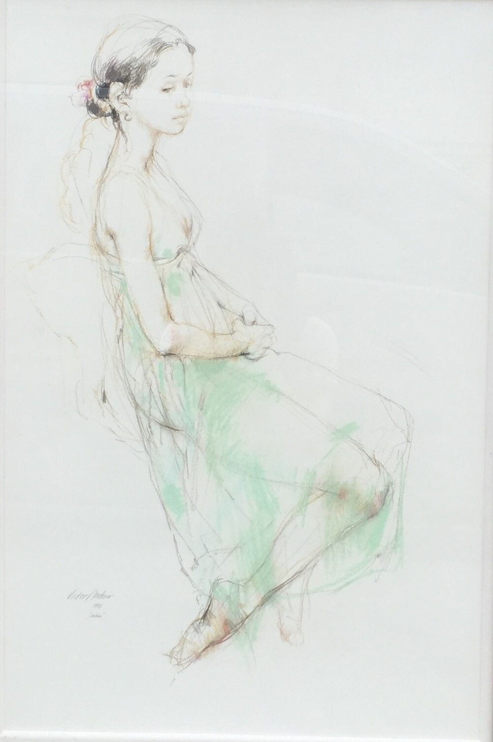 'Portrait Of Saskia, 1994' Original Drawing By Victor Ambrus F.S.A F.R.S.A (1935 To 2021)