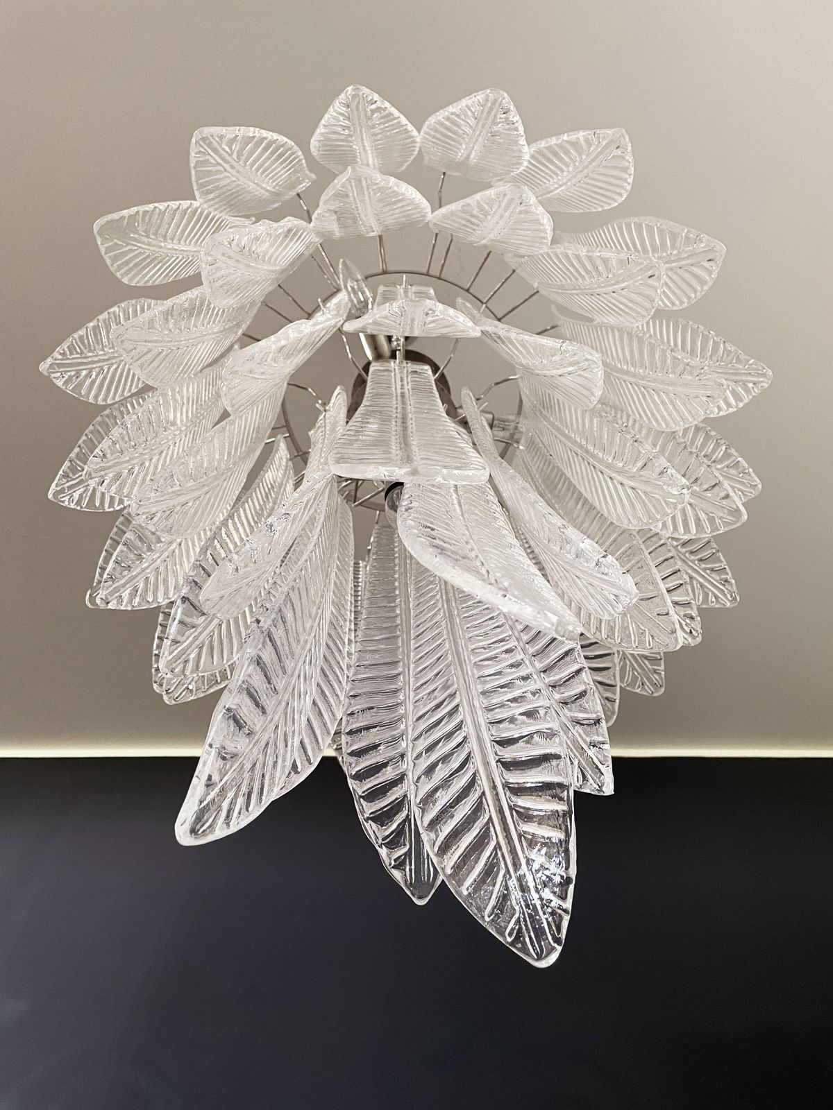 Enorme Lampadario In Vetro Italiano Murano Felci 52 Bicchieri photo for sale