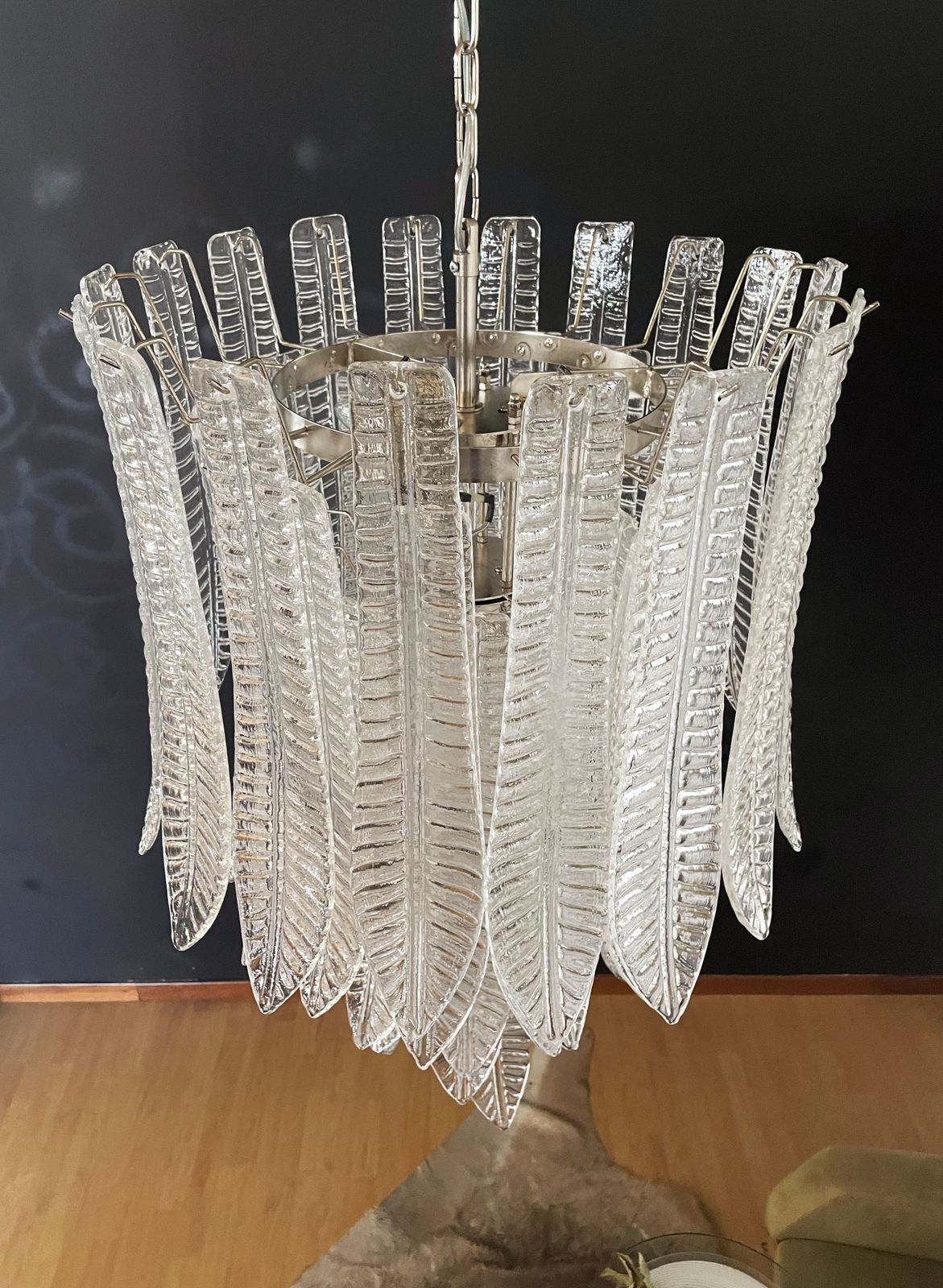 1020.0 Enorme Lampadario In Vetro Italiano Murano Felci 52 Bicchieri photo