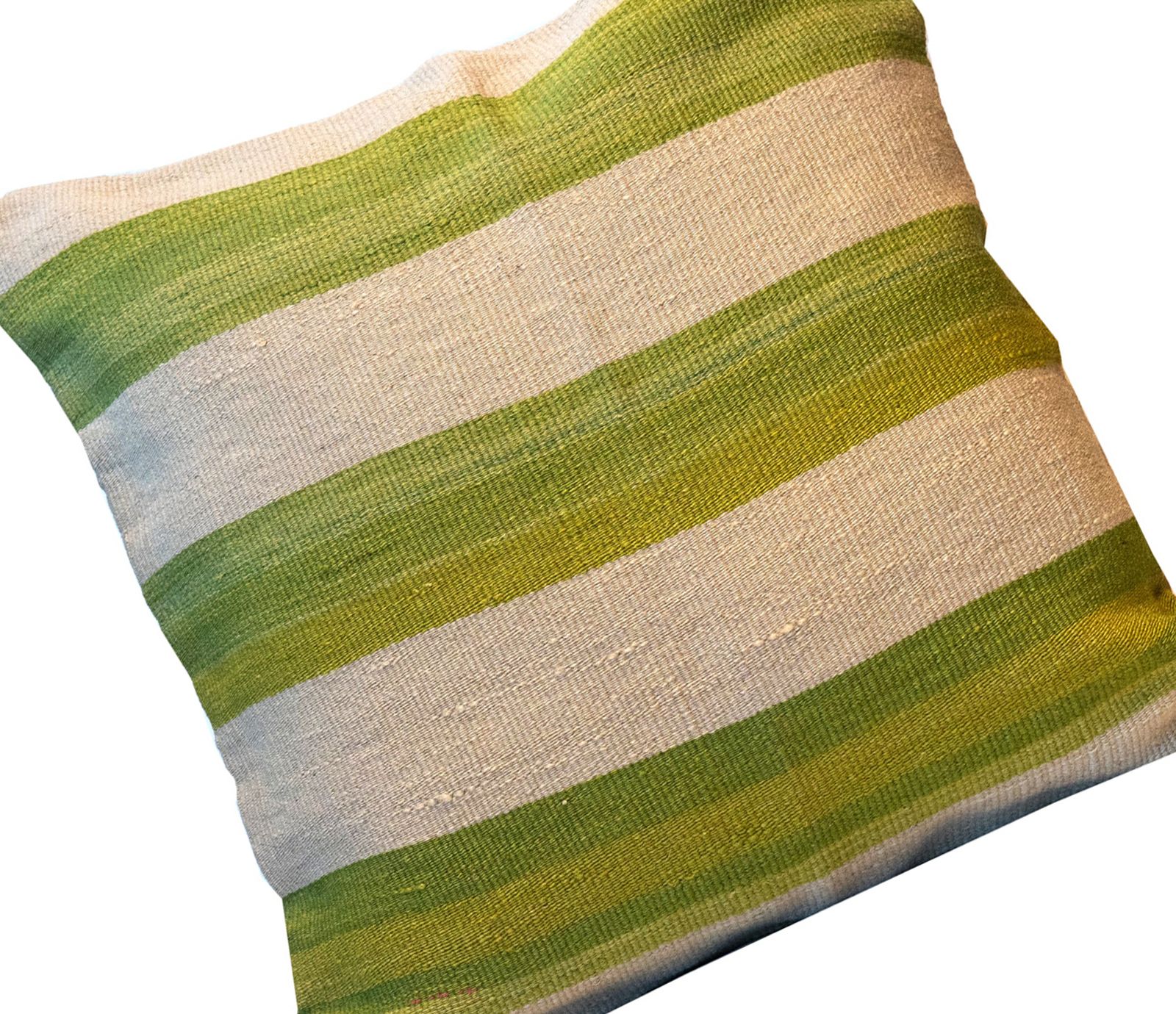Traditional Kilim Green Cream Cushion Cover Handmade Scatter Pillow photo 65.0