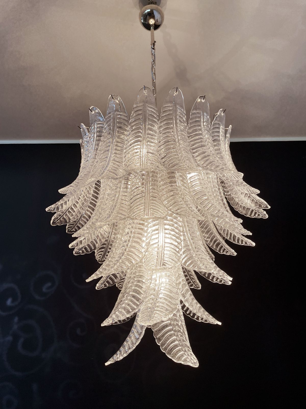 photo for sale Huge Italian Murano Six Tier Felci Glass Chandelier 52 Glasses