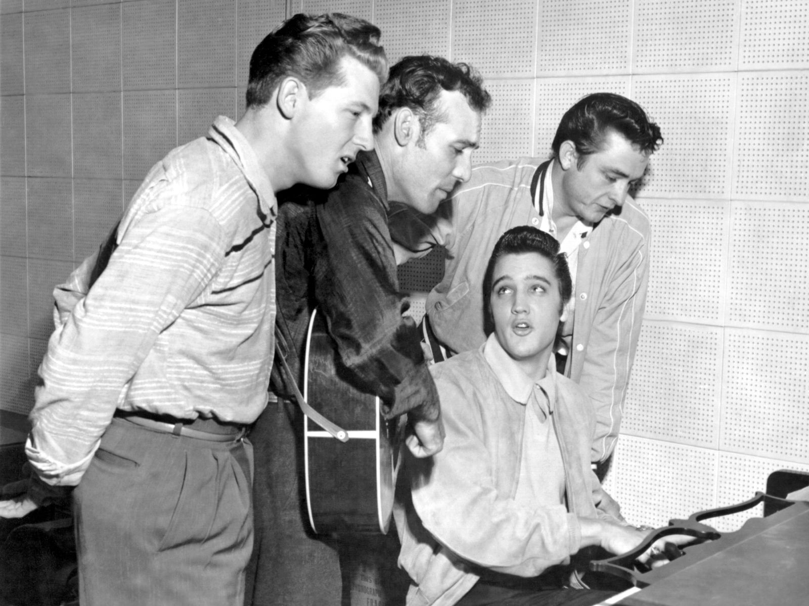 ' Rock And Roll Musicians Jerry Lee Lewis, Carl Perkins, Elvis Presley And Johnny Cash As "The Million Dollar Quartet" ' By Michael Ochs