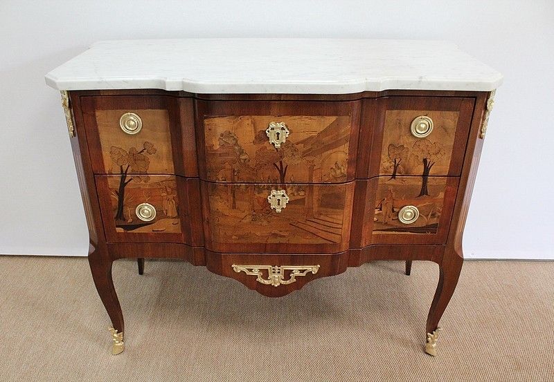 Sauteuse Commode, Louis XV / Louis XVI Transition Style, Late 19th Century