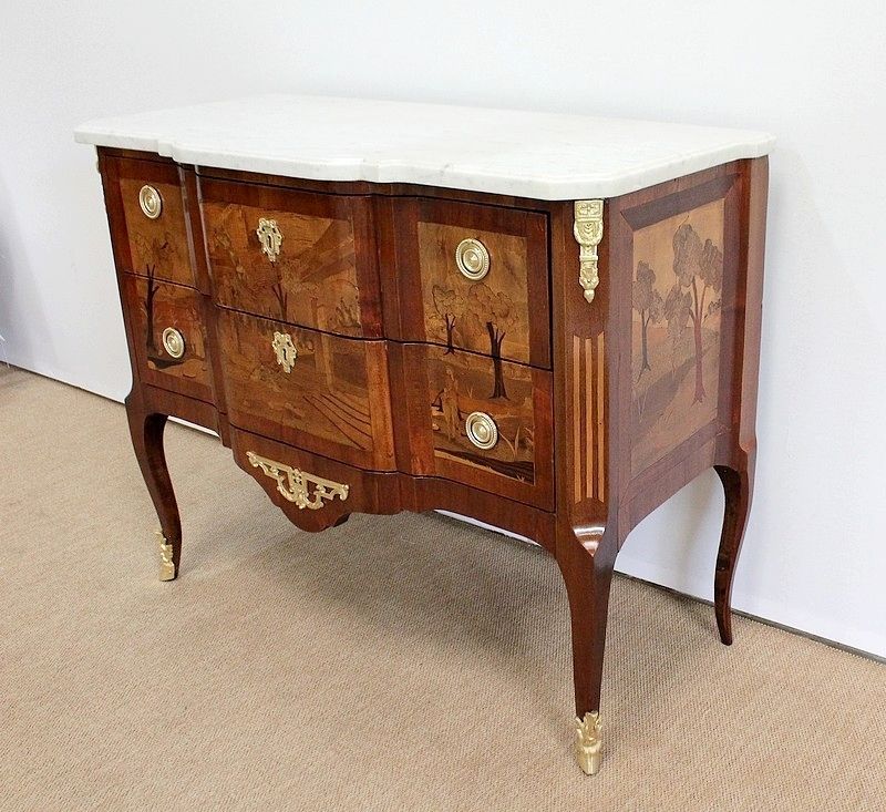 Sauteuse Commode, Louis XV / Louis XVI Transition Style, Late 19th Century photo for sale