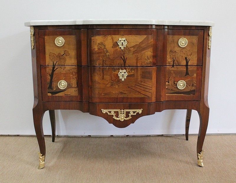 photo for sale Sauteuse Commode, Louis XV / Louis XVI Transition Style, Late 19th Century