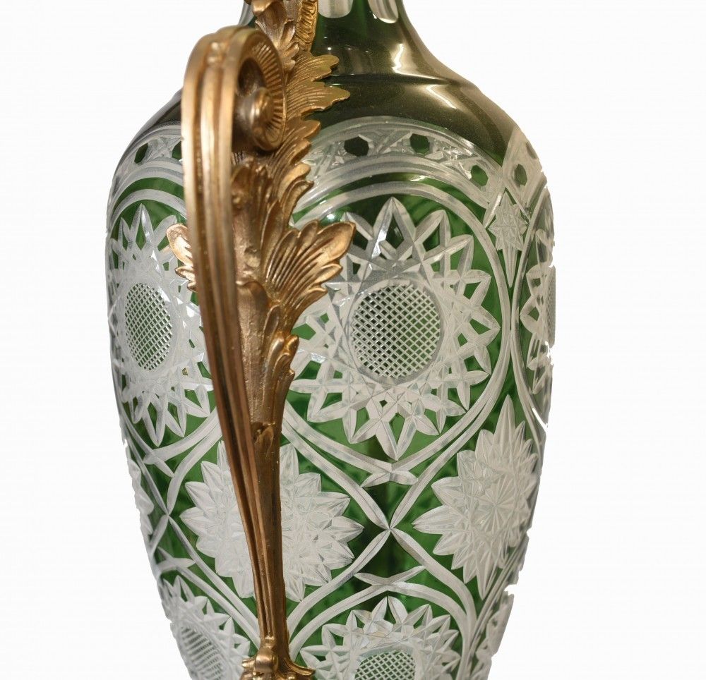 1450.0 Pair French Vases Empire Cut Glass Amphora Urns photo
