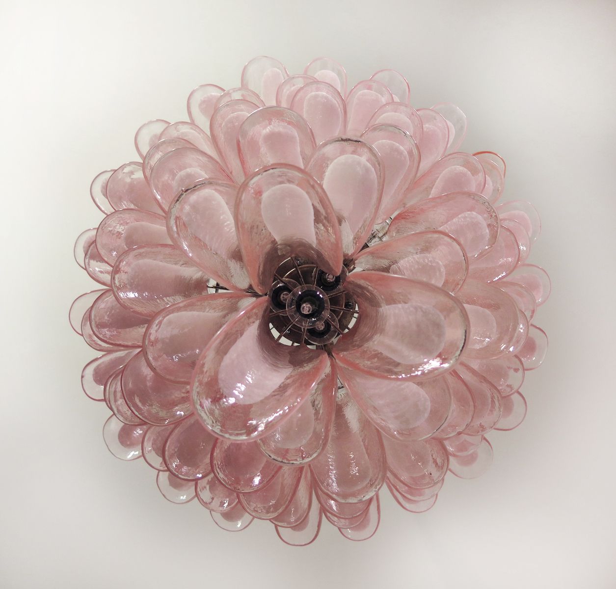Lighting Italian Vintage Murano Chandelier In The Manner Of Mazzega 75 Pink Glass Petals photo