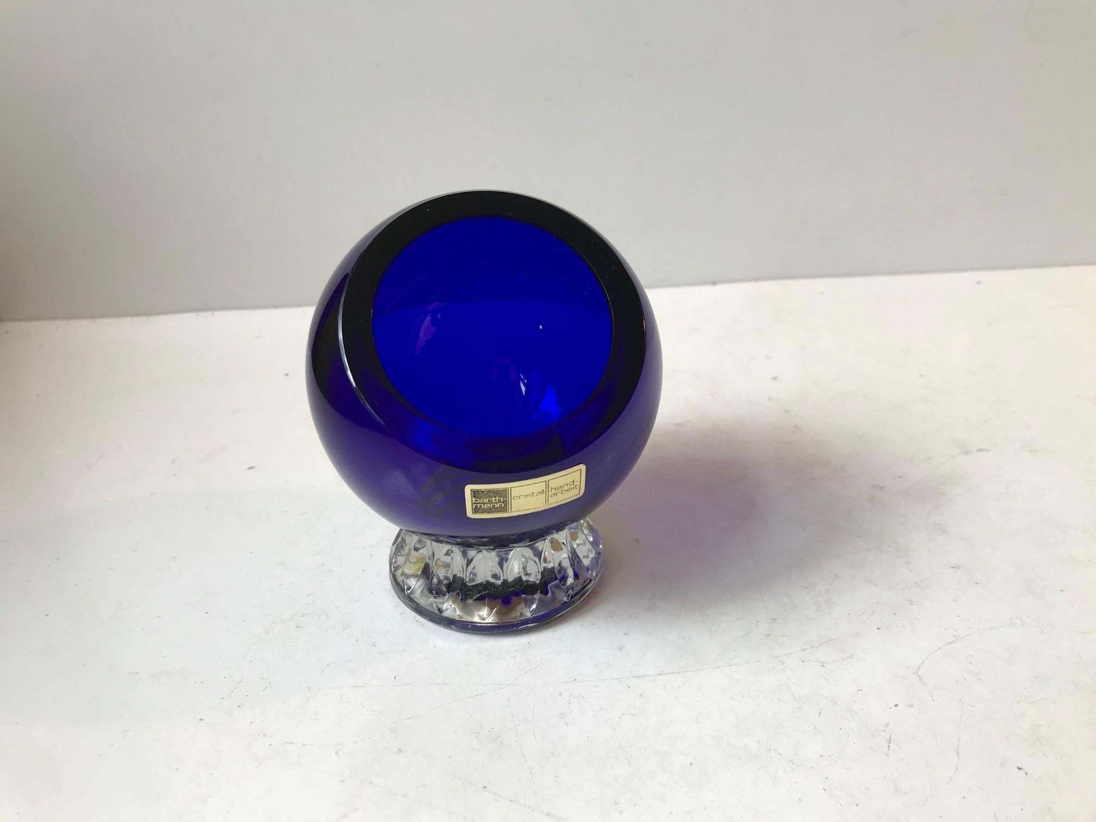 Blue Crystal Ashtray From Barthmann, Germany 1970s