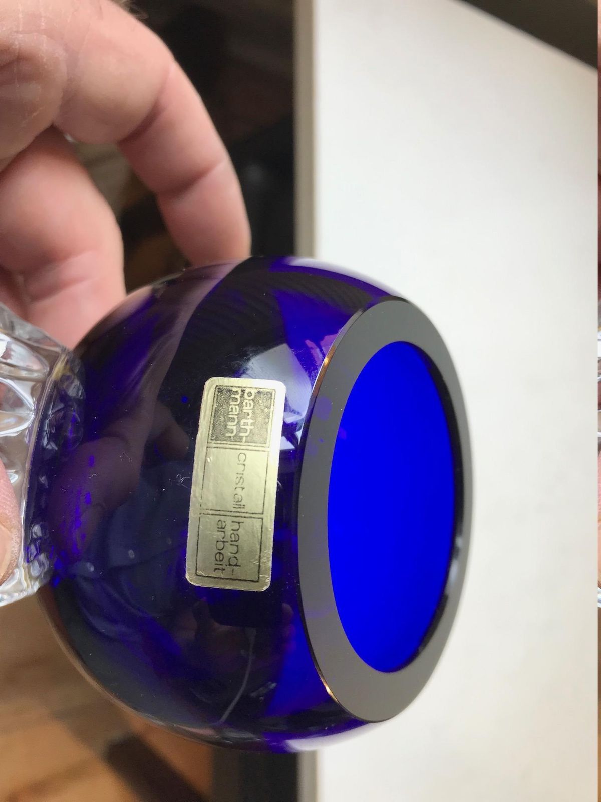 Blue Crystal Ashtray From Barthmann, Germany 1970s photo vinterior