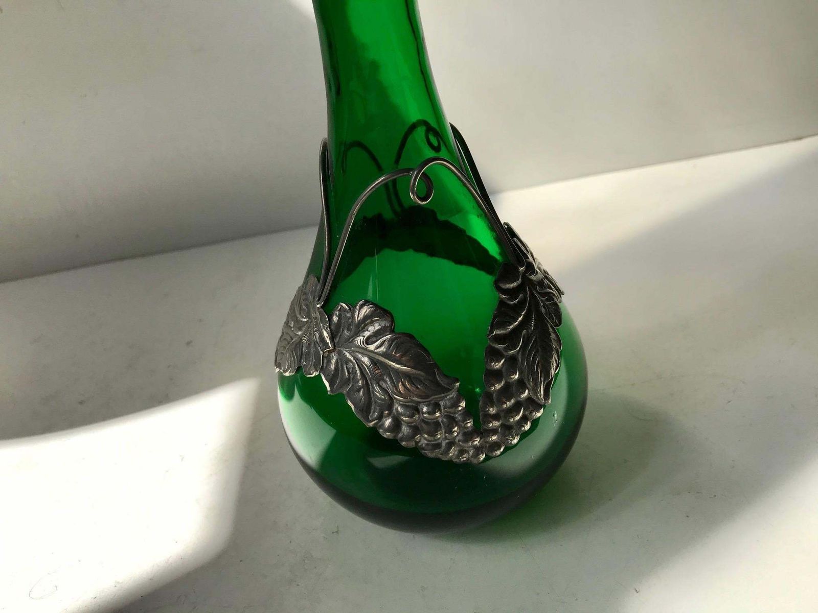 Green Jugendstil Decanter In Glass And Pewter From Holmegaard, 1920s photo Home Decor
