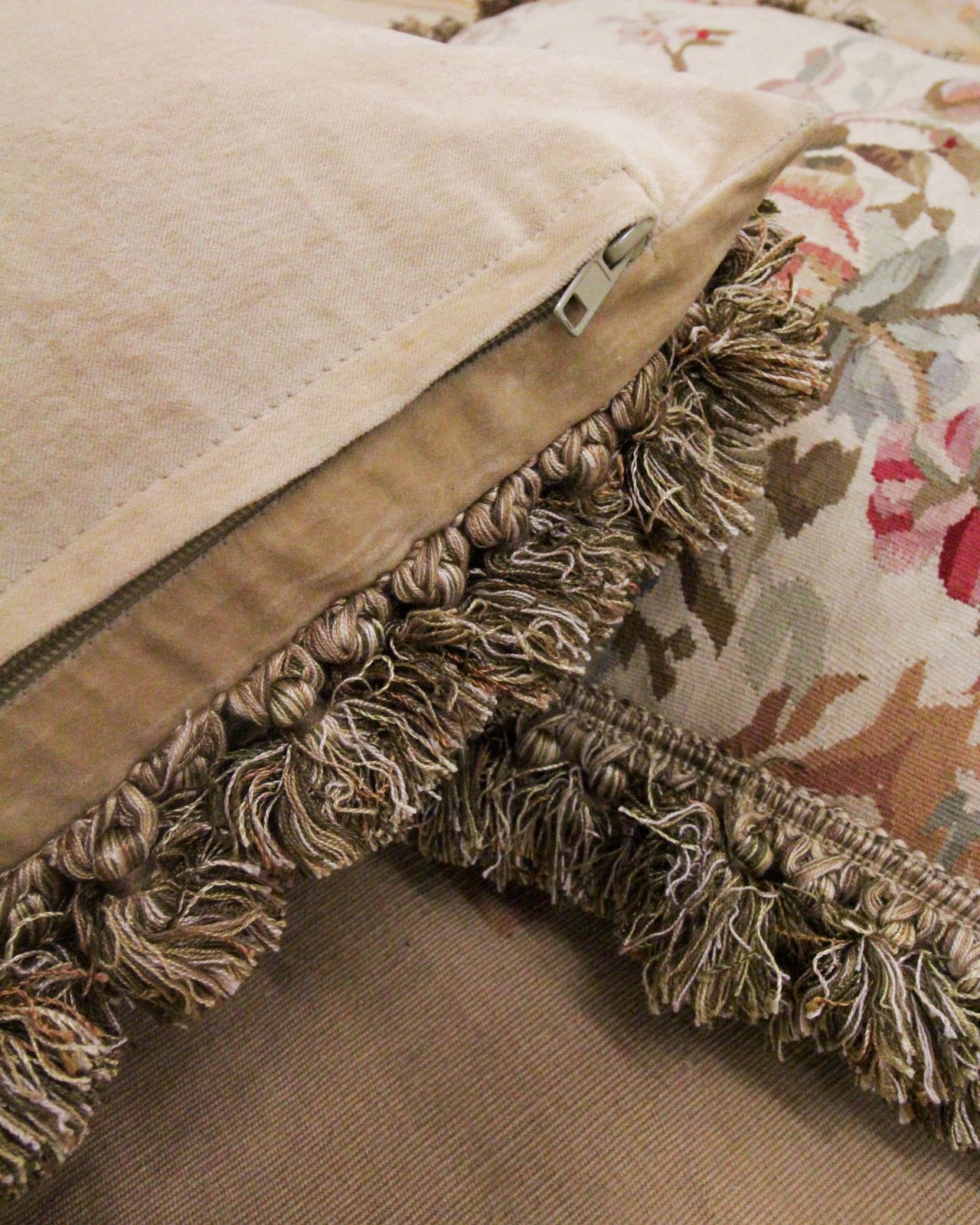 Handwoven Pillow Cover Aubusson Style Floral Cushion Cover 45x45cm photo vintage