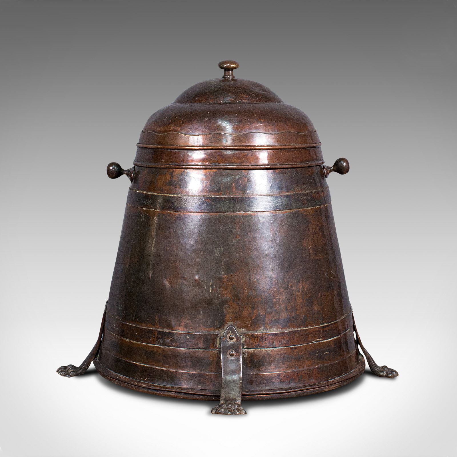 Antique Beehive Fireside Store, Copper, Fire Bucket, Coal Bin, C.1850 photo for sale