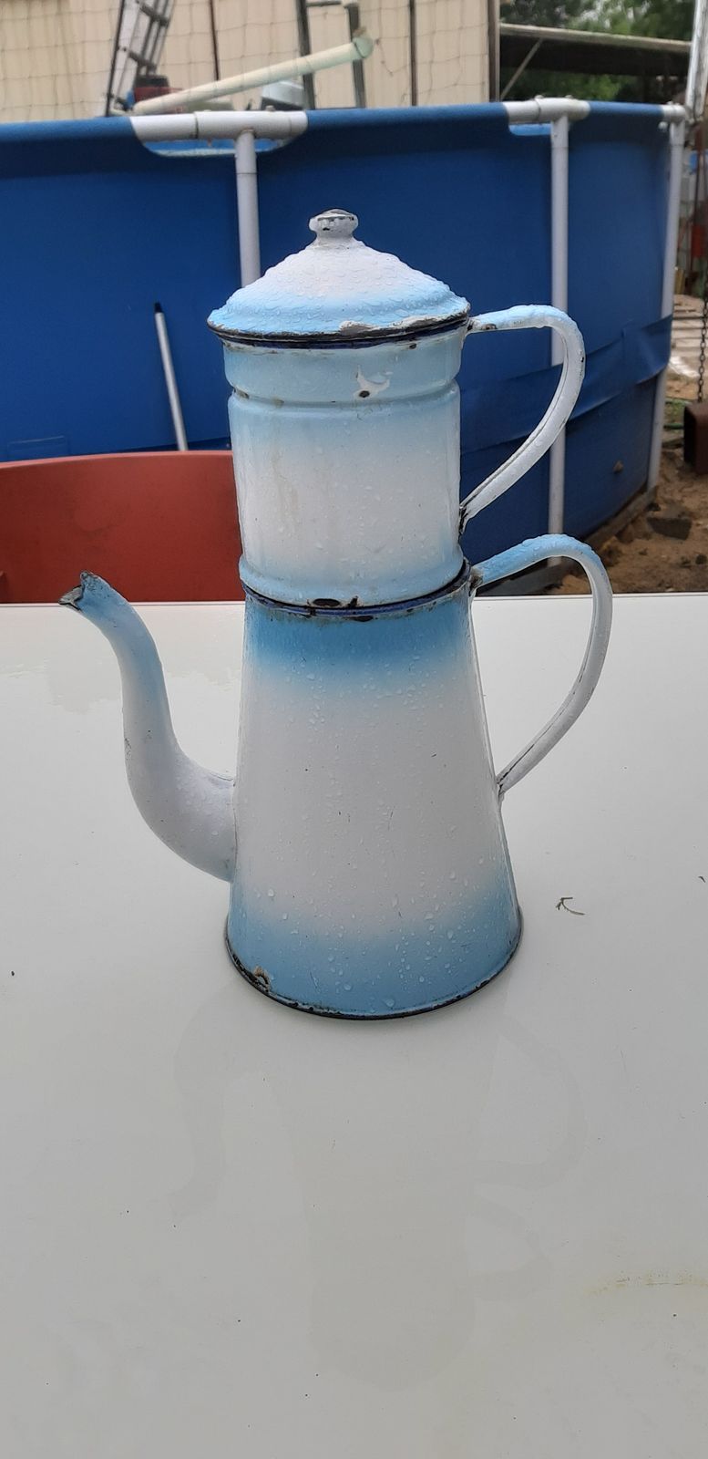 19th Century Enamelled Coffee Maker photo for sale