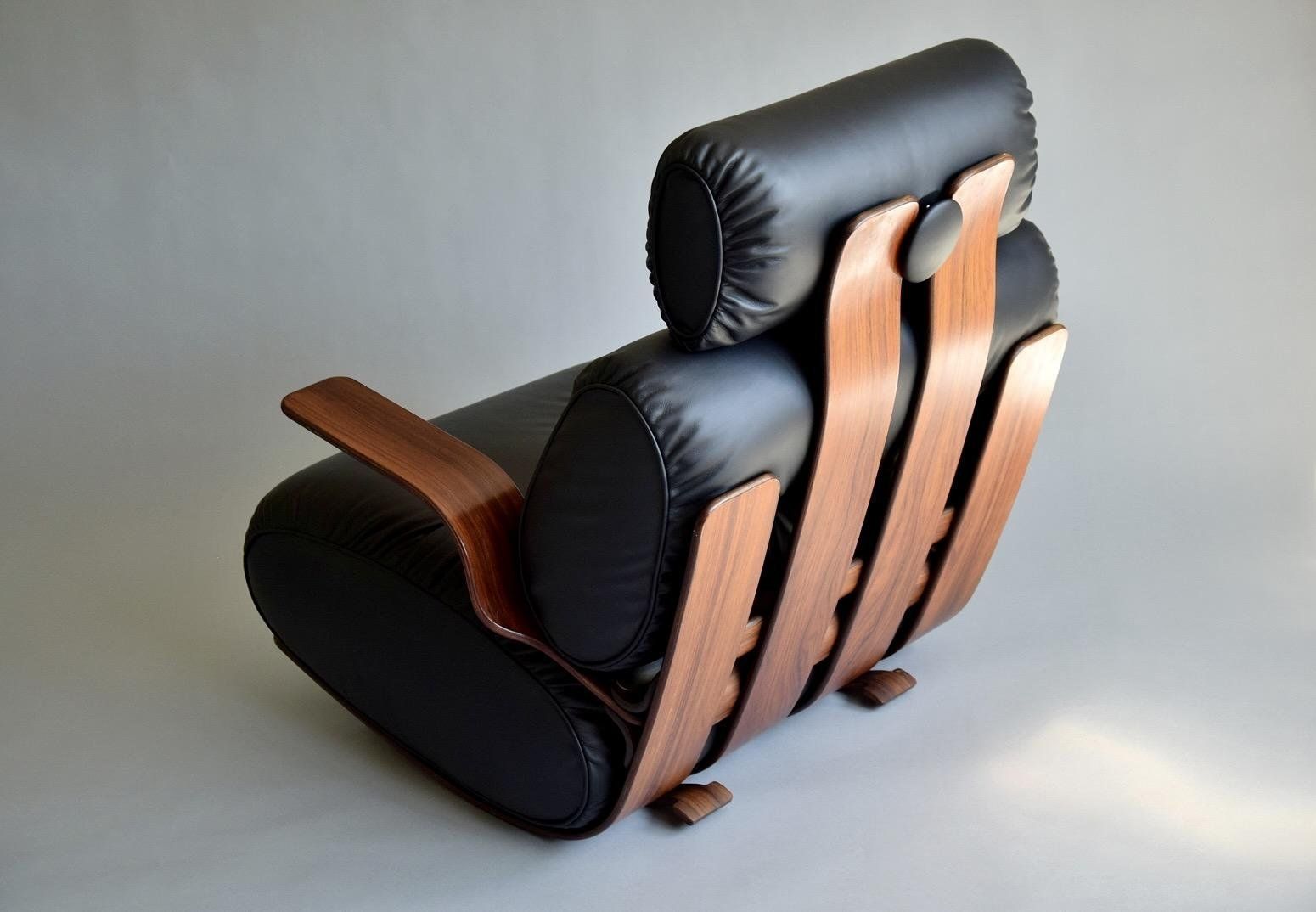French Rocking Chair In Plywood And Leather 1970s photo Furniture