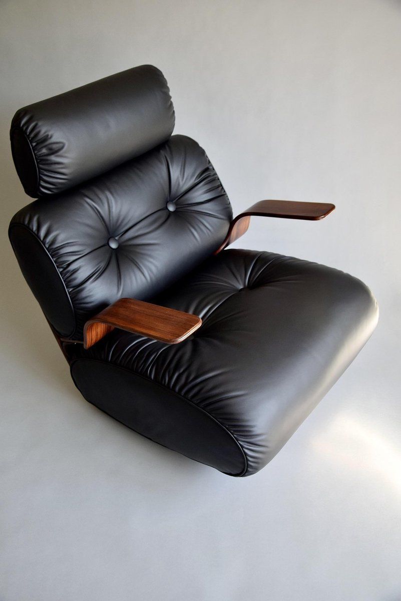 photo for sale French Rocking Chair In Plywood And Leather 1970s