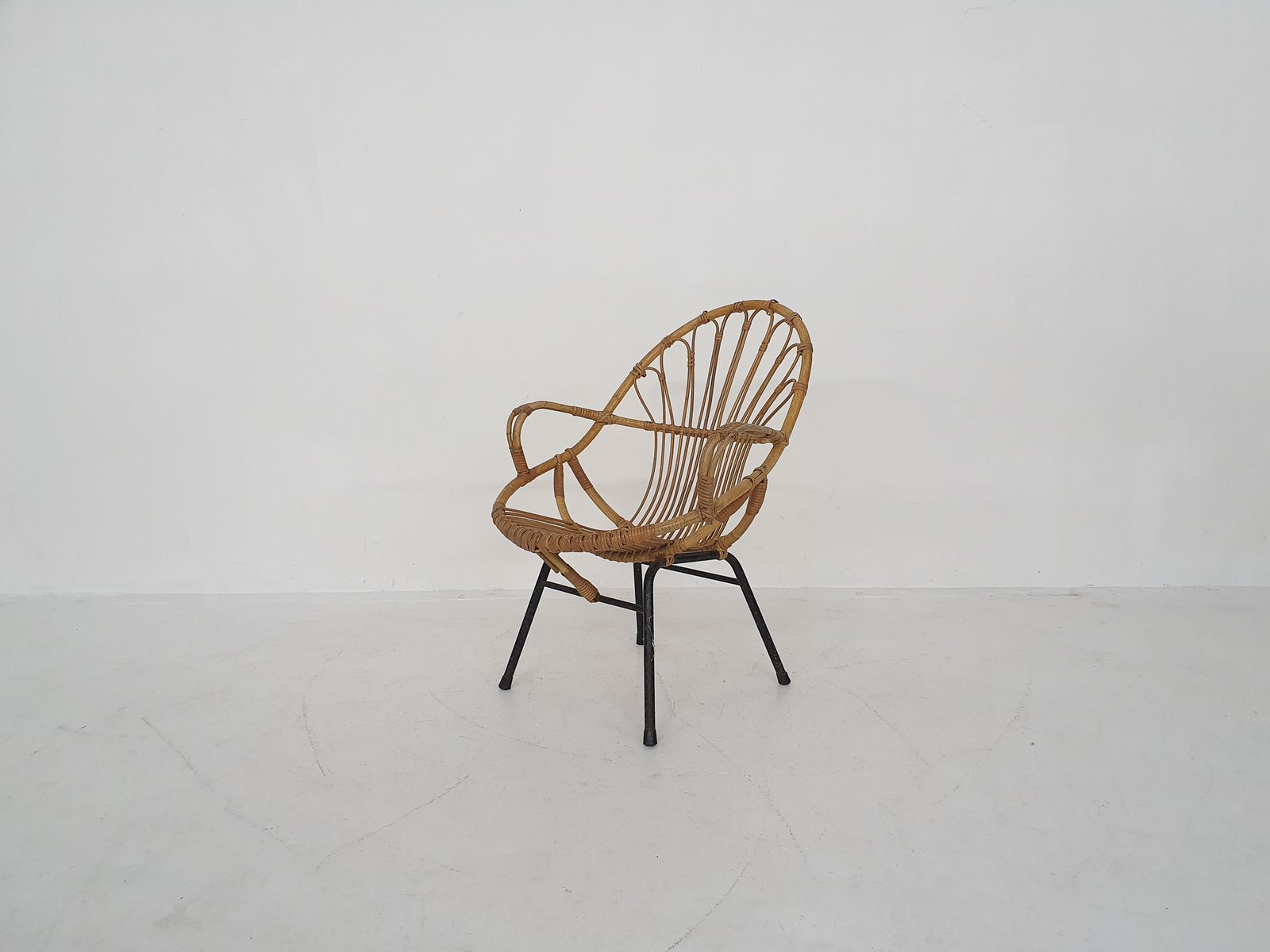 Rohe Noordwolde Rattan And Metal Lounge Chair, The Netherlands 1950s photo furniture