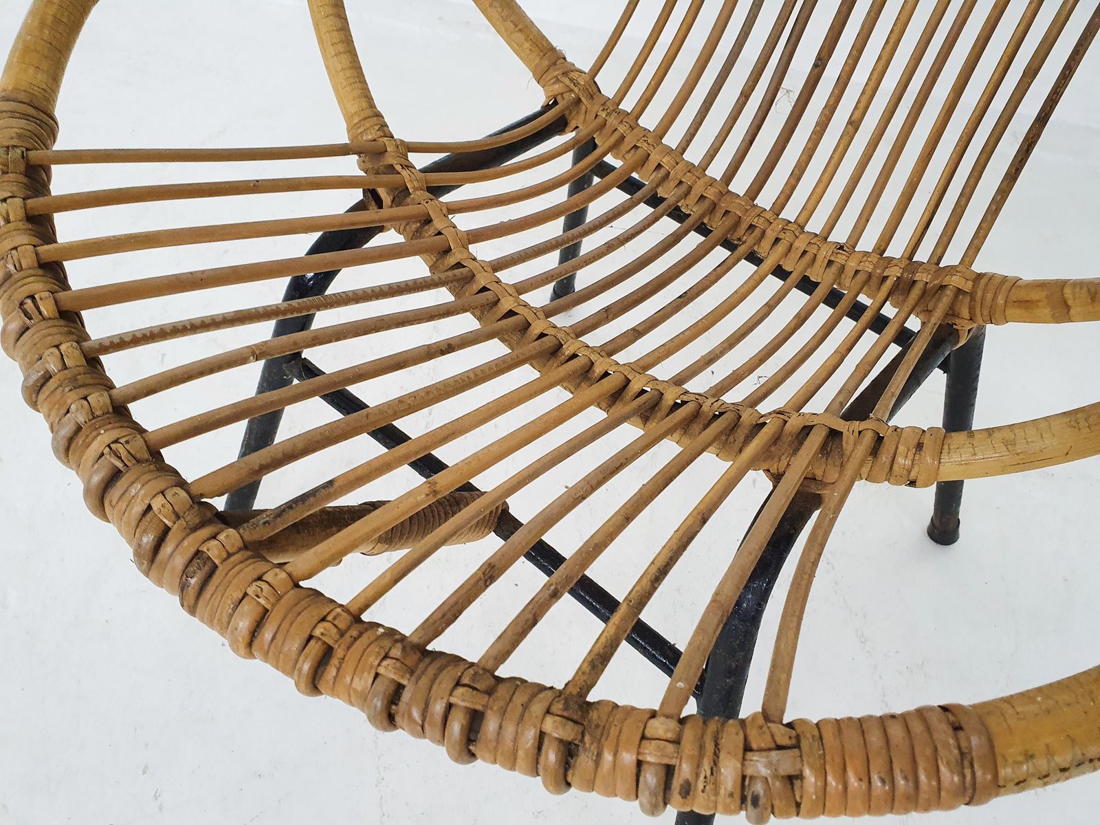 Rohe Noordwolde Rattan And Metal Lounge Chair, The Netherlands 1950s photo vinterior