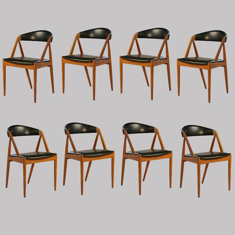 Kai Kristiansen Set Of Eight Restored And Refinished Dining Chairs In Teak Choice Of Upholstery
