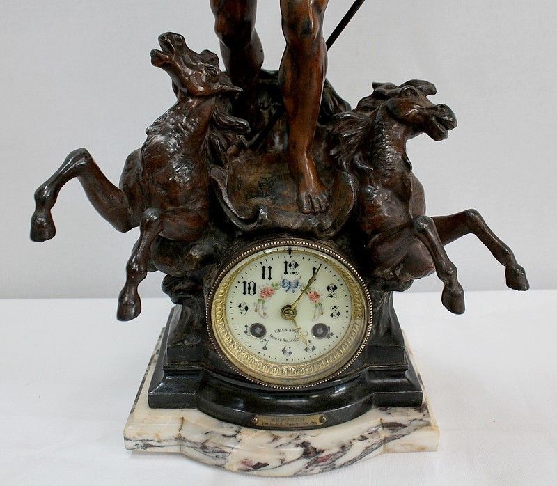 photo furniture 3 Piece Spelter Fireplace Set, Early 20th Century
