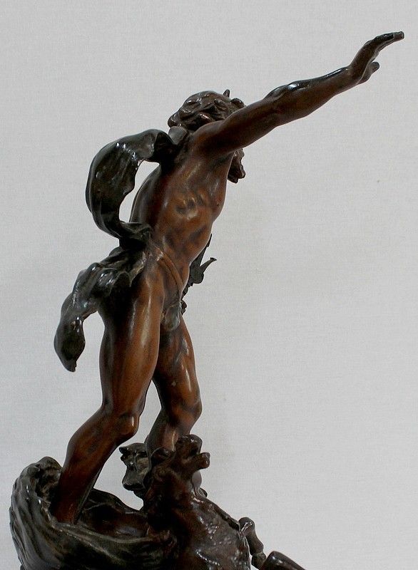 photo vintage 3 Piece Spelter Fireplace Set, Early 20th Century